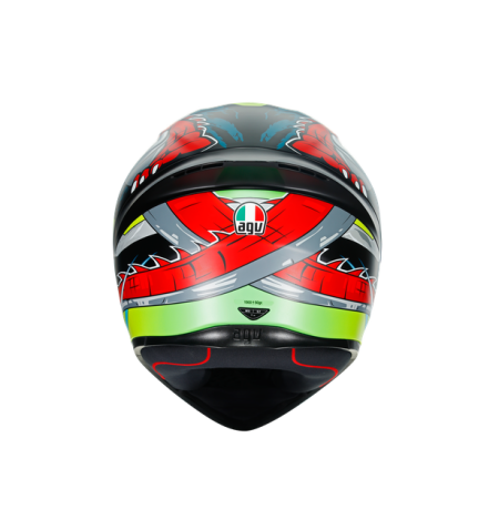 CASCO INTEGRALE AGV K1 MULTI DUNDEE MATT LIME-RED 011