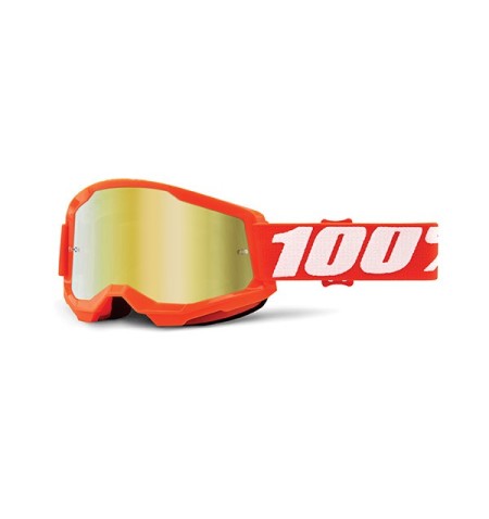 MASCHERA CROSS 100% STRATA 2 ORANGE LENTE SPECCHIO ORO 461233 1