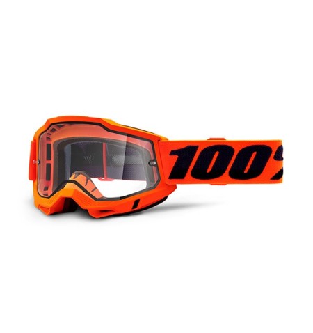 MASCHERA CROSS 100% ACCURI 2 ENDURO ORANGE LENTE TRASPARENTE