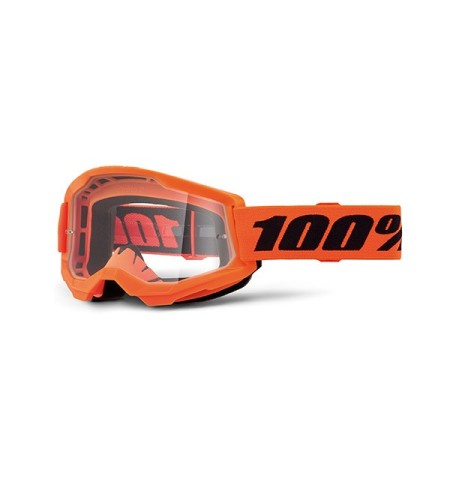 MASCHERA CROSS 100% STRATA 2 NEON ORANGE LENTE TRASPARENTE 461344 1