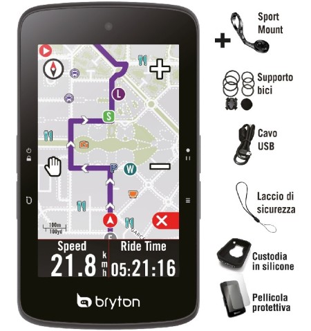 GPS BRYTON RIDER S800E CON SUPPORTO FRONTALE IN ALLUMINIO