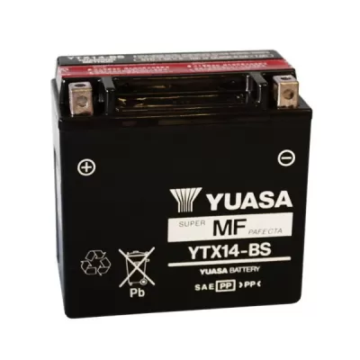 BATTERIA YUASA YTX14-BS 12V - 12AH SIGILLATA CON ACIDO A CORREDO