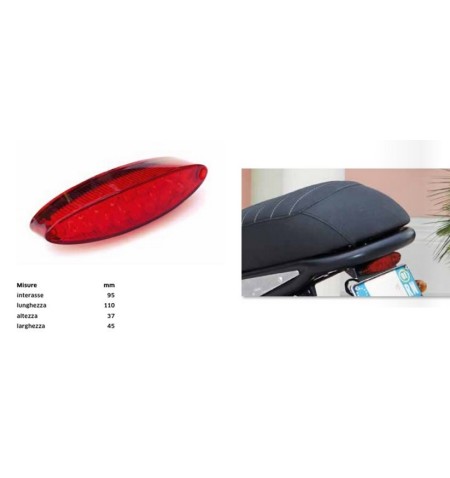 FANALE MOTO FAR POSTERIORE LENTE ROSSA 7586 2