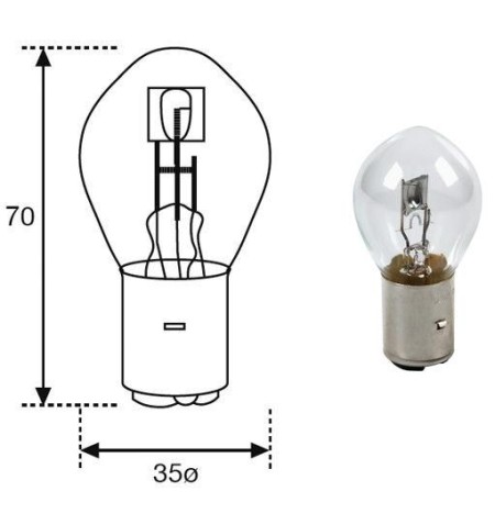 LAMPADA FLOSSER A 2 FILAMENTI S2 35 W BA20D 51242673 2