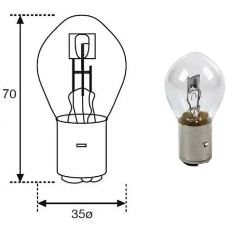 LAMPADA FLOSSER A 2 FILAMENTI S2 35 W BA20D 51242673 2